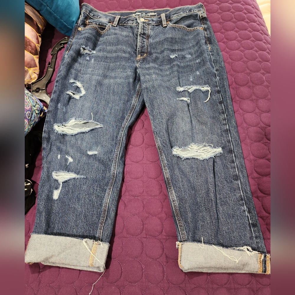 NWOT Old Navy High-Waisted Button-Fly Slouchy Straight Cropped Jeans Size 14 - Picture 8 of 15